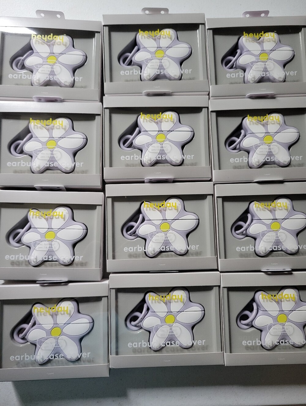 Case Pack Of 12 Daisy Flower Earbud Case Cover - White & Yellow